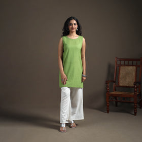 Jacquard Cotton Sleeveless Short Kurta for Women 41