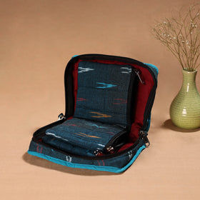 Blue Handmade 4 Pockets Cotton Jewellery Bag