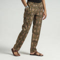 Green - Kalamkari Block Printed Cotton Elasticated Pant