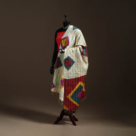 Multicolor - Bengal Hand Embroidery Patchwork Reversible Silk Kantha Dupatta 50