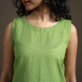 Jacquard Cotton Sleeveless Short Kurta for Women 41