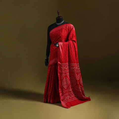 Kutch Tie-Dye Pure Cotton Bandhani Saree with Border 21