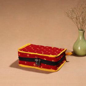 Red Handmade 4 Pockets Cotton Jewellery Bag