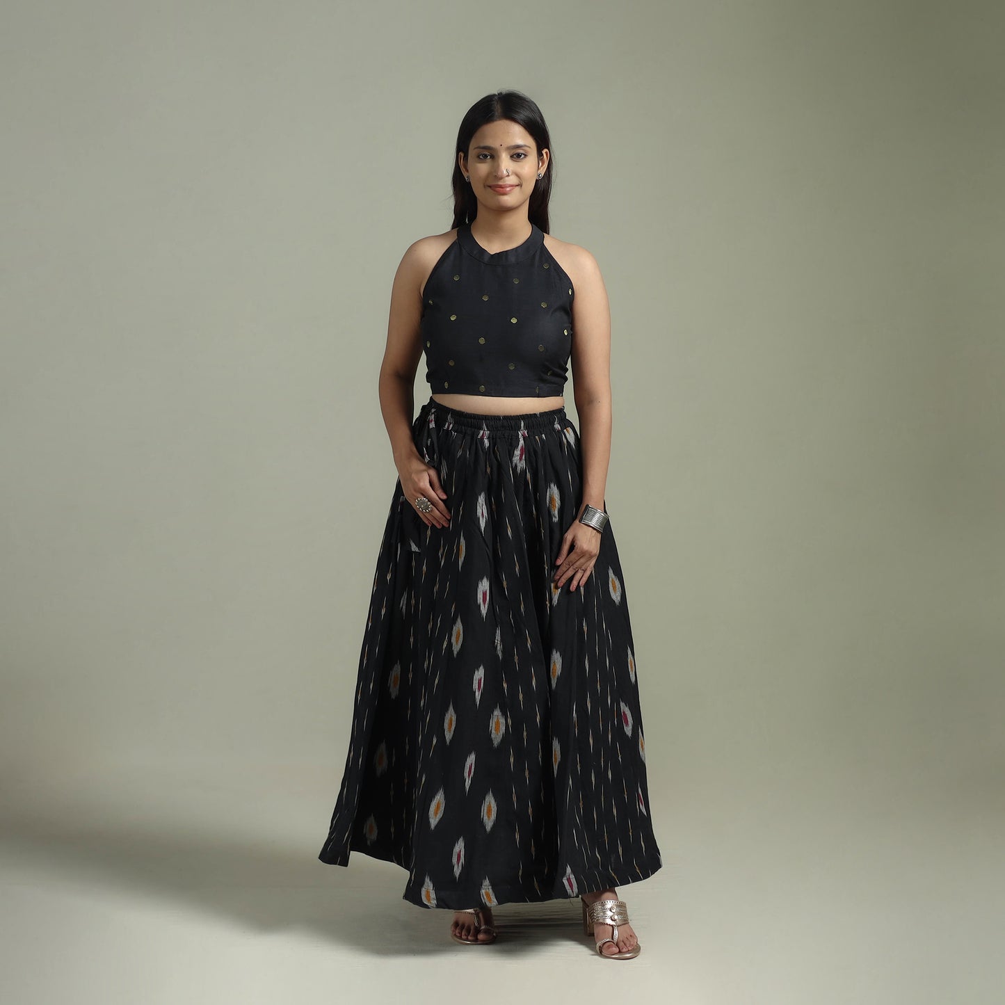 Pochampally Ikat 24 Kali Cotton Long Skirt 03