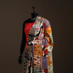 Bengal Hand Embroidery Patchwork Reversible Silk Kantha Dupatta 51