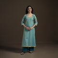 Mangalagiri Pure Handwoven Cotton Mirror Work Straight Kurta for women 01