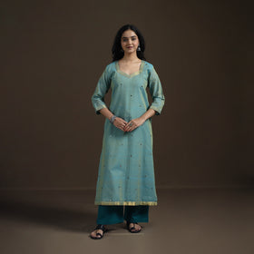 Mangalagiri Pure Handwoven Cotton Mirror Work Straight Kurta for women 01