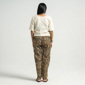 Green - Kalamkari Block Printed Cotton Elasticated Pant