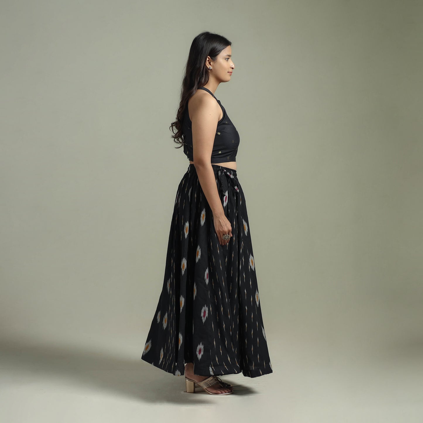 Pochampally Ikat 24 Kali Cotton Long Skirt 03