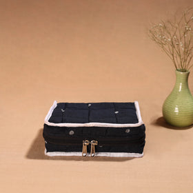 Black Handmade 4 Pockets Cotton Jewellery Bag