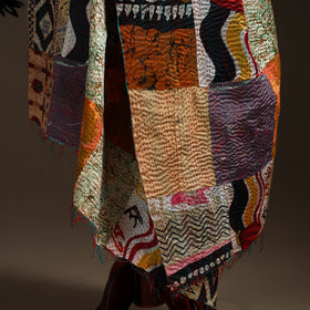 Bengal Hand Embroidery Patchwork Reversible Silk Kantha Dupatta 51