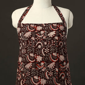 Brown - bagru cotton apron with pocket 18 - handcrafted