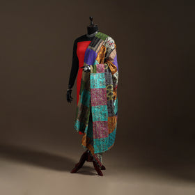 Multicolor - Bengal Hand Embroidery Patchwork Reversible Silk Kantha Dupatta 52