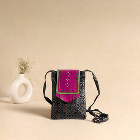 Traditional Kutch Mashru Silk Leather Flap Sling Bag 73