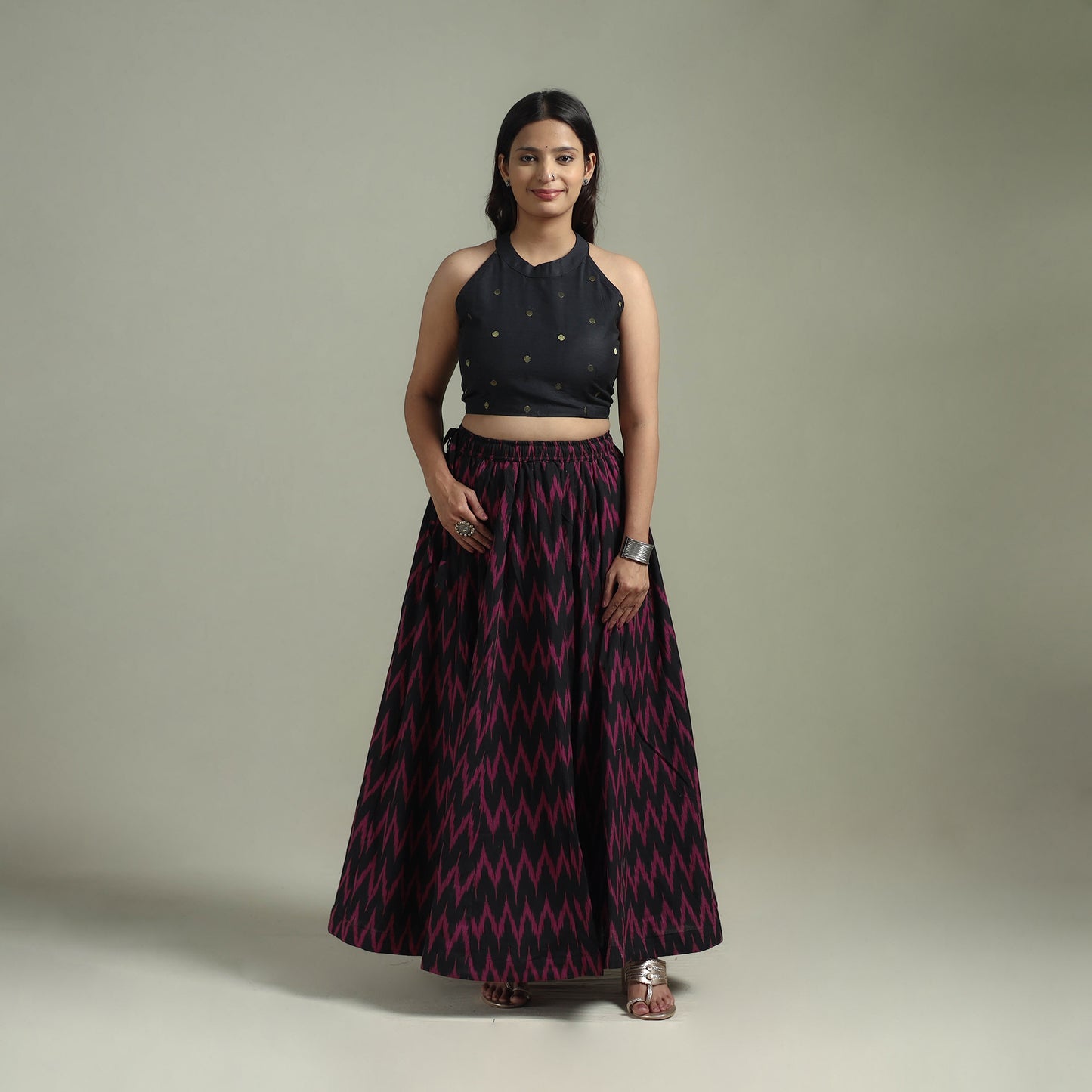 Pochampally Ikat 24 Kali Cotton Long Skirt 04
