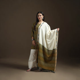 Green - Pochampally Ikat Cotton Short Kurta with Farsi Salwar & Dupatta Suit Set for Women 01