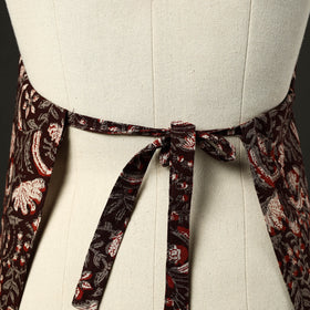 Brown - bagru cotton apron with pocket 18 - handcrafted