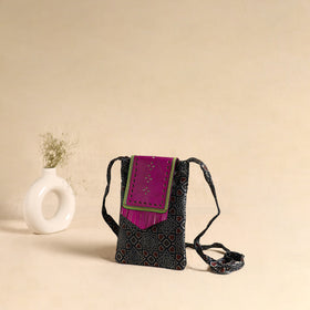 Traditional Kutch Mashru Silk Leather Flap Sling Bag 73