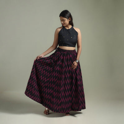 Pochampally Ikat 24 Kali Cotton Long Skirt 04