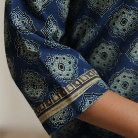 Ajrakh Block Print Cotton Straight Kurta with Patch for Women
