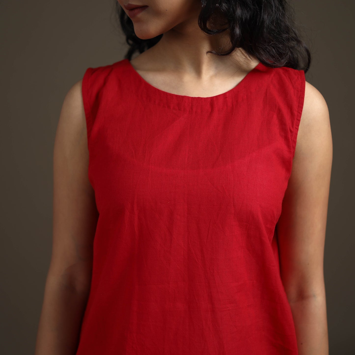 Jacquard Cotton Sleeveless Short Kurta for Women 39