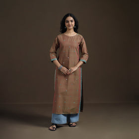 Mangalagiri Pure Handwoven Cotton Mirror Work Straight Kurta for women 16