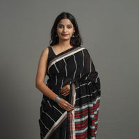 Black - Bengal Handwoven Cotton Begampuri Saree 06