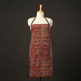 Red - bagru cotton apron with pocket 20 - handcrafted