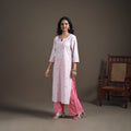 Hand Embroidered Jacquard Cotton Straight Long Kurta for Women 14