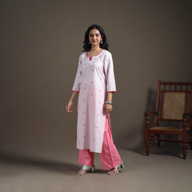 Hand Embroidered Jacquard Cotton Straight Long Kurta for Women 14