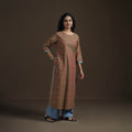 Brown - Mangalagiri Pure Handwoven Cotton Mirror Work Straight Long Kurta for women 16