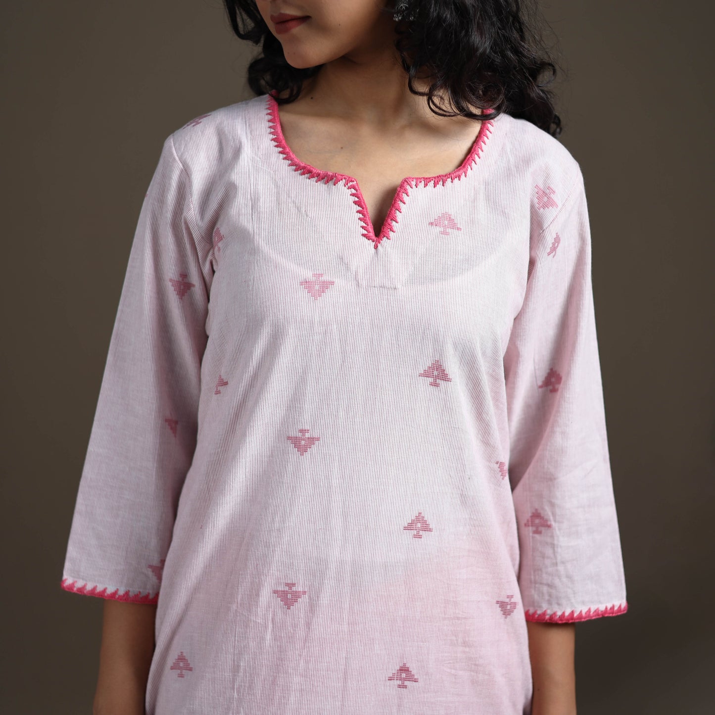 Hand Embroidered Jacquard Cotton Straight Long Kurta for Women 14