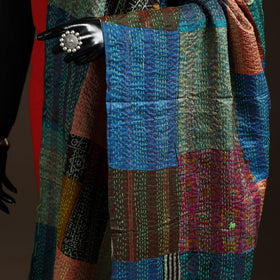 Bengal Hand Embroidery Patchwork Reversible Silk Kantha Dupatta 54