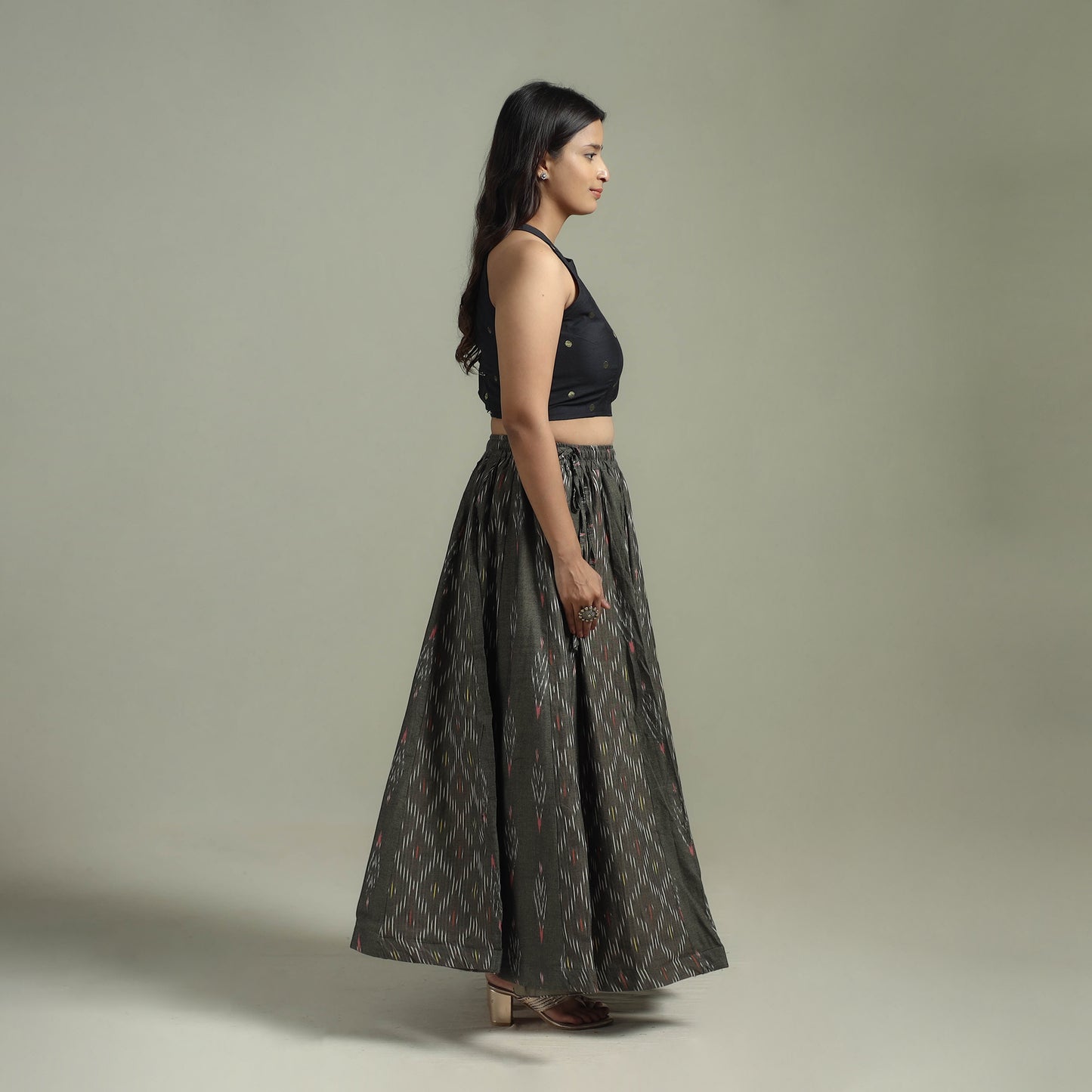 Pochampally Ikat 24 Kali Cotton Long Skirt 06