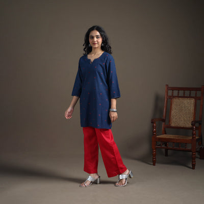 Sequin Work Jacquard Cotton Short Kurta for Women 25