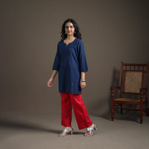 Sequin Work Jacquard Cotton Short Kurta for Women 25