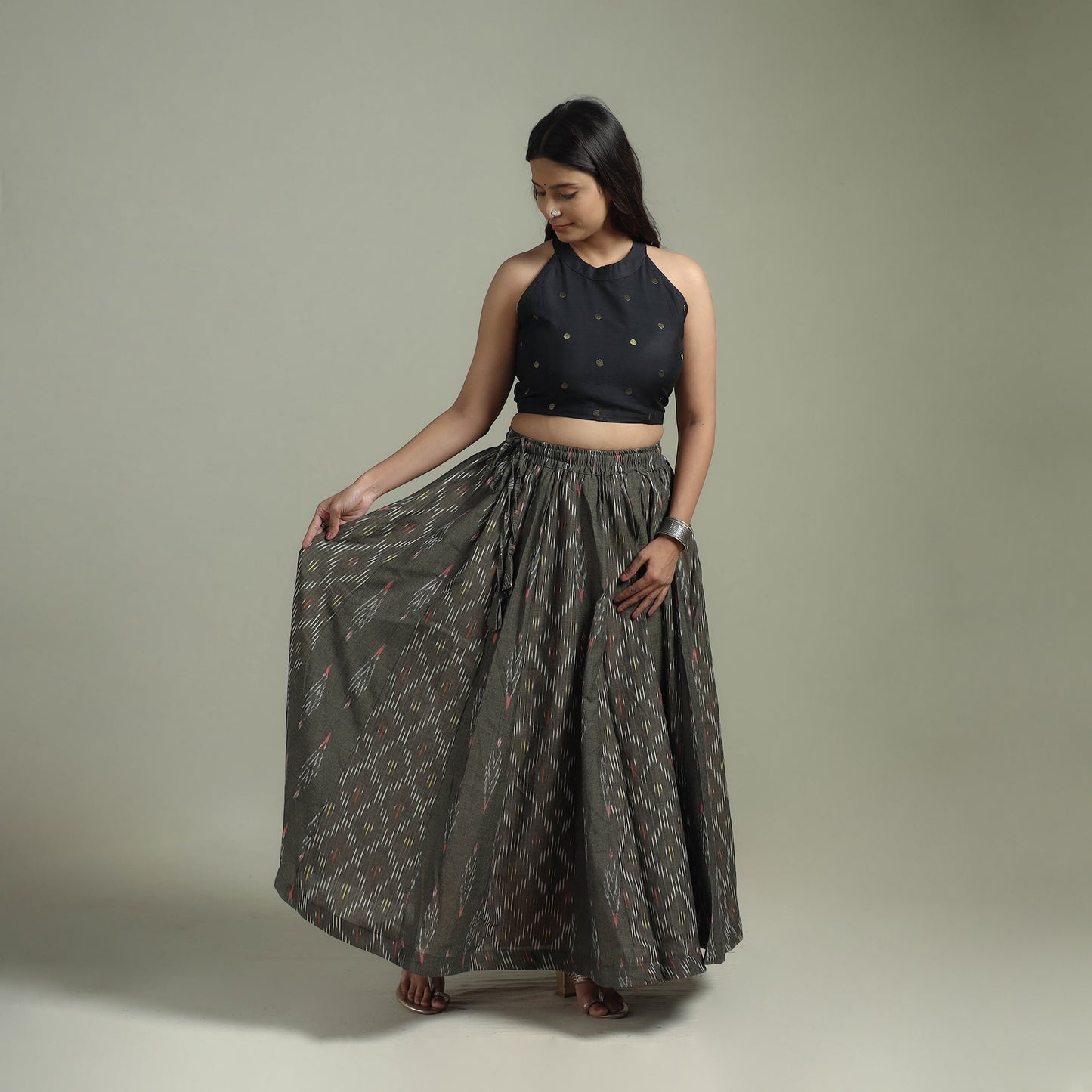 Pochampally Ikat 24 Kali Cotton Long Skirt 06