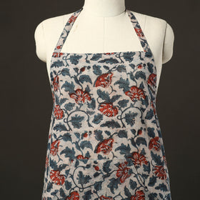 Beige Bagru Block Print Cotton Apron with Pocket