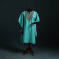 Blue - Kashmiri Kashida Hand Embroidered Cotton Kaftan (Medium) 08