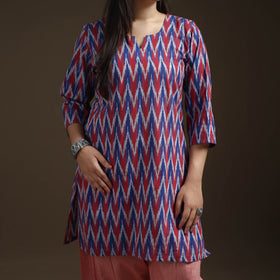 Multicolor - Pochampally Ikat Cotton Short Kurta with Farsi Salwar & Dupatta Suit Set for Women 02