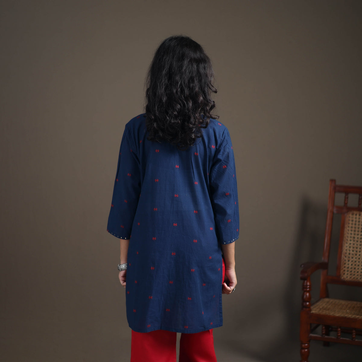 Sequin Work Jacquard Cotton Short Kurta for Women 25