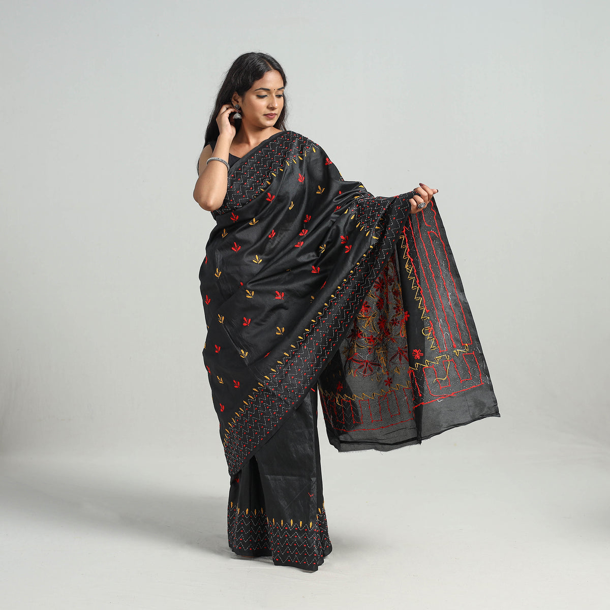 Bengal Nakshi Kantha Embroidery Silk Saree 42