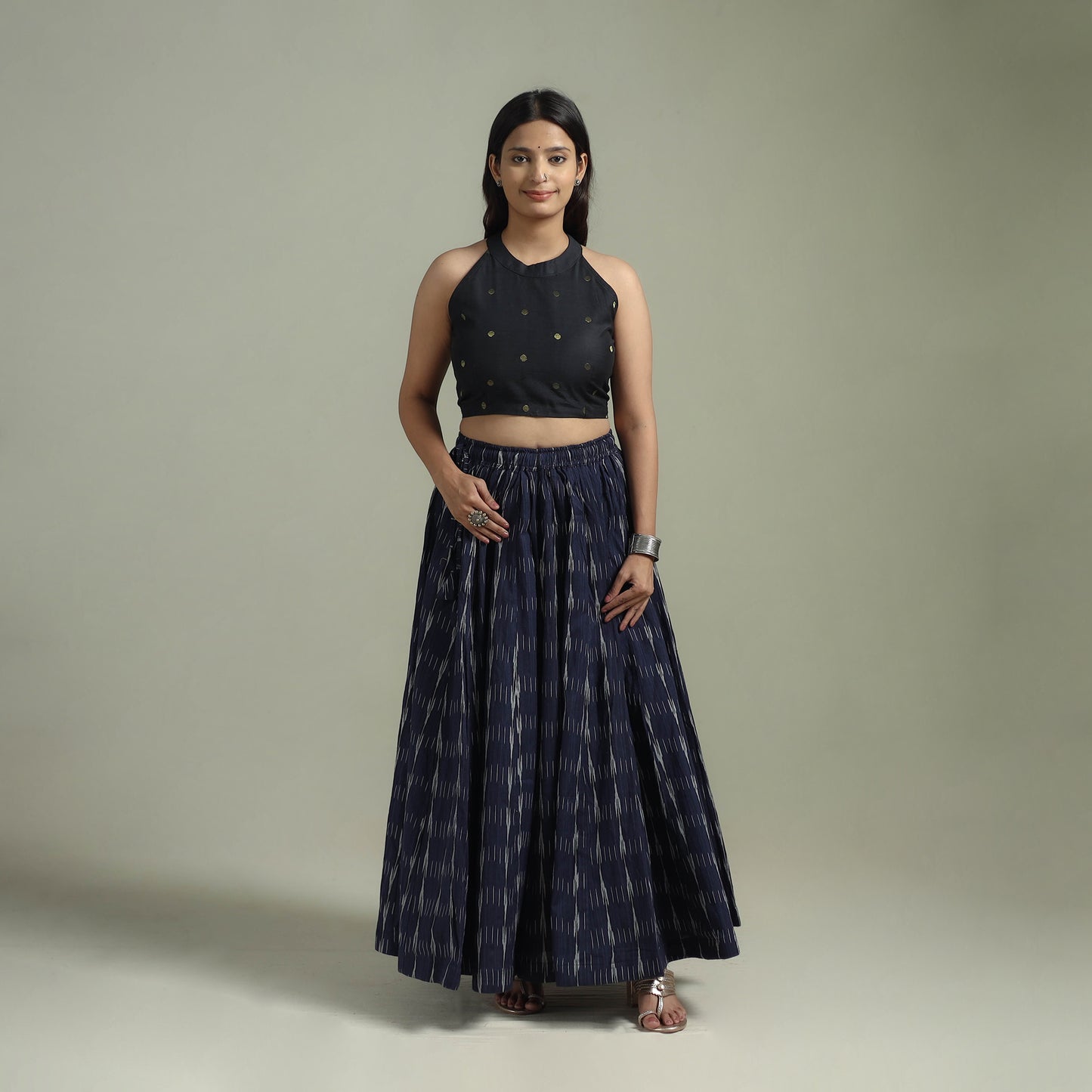 Pochampally Ikat 24 Kali Cotton Long Skirt 07