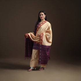 Purple - Pochampally Ikat Cotton Short Kurta with Farsi Salwar & Dupatta Suit Set for Women 04