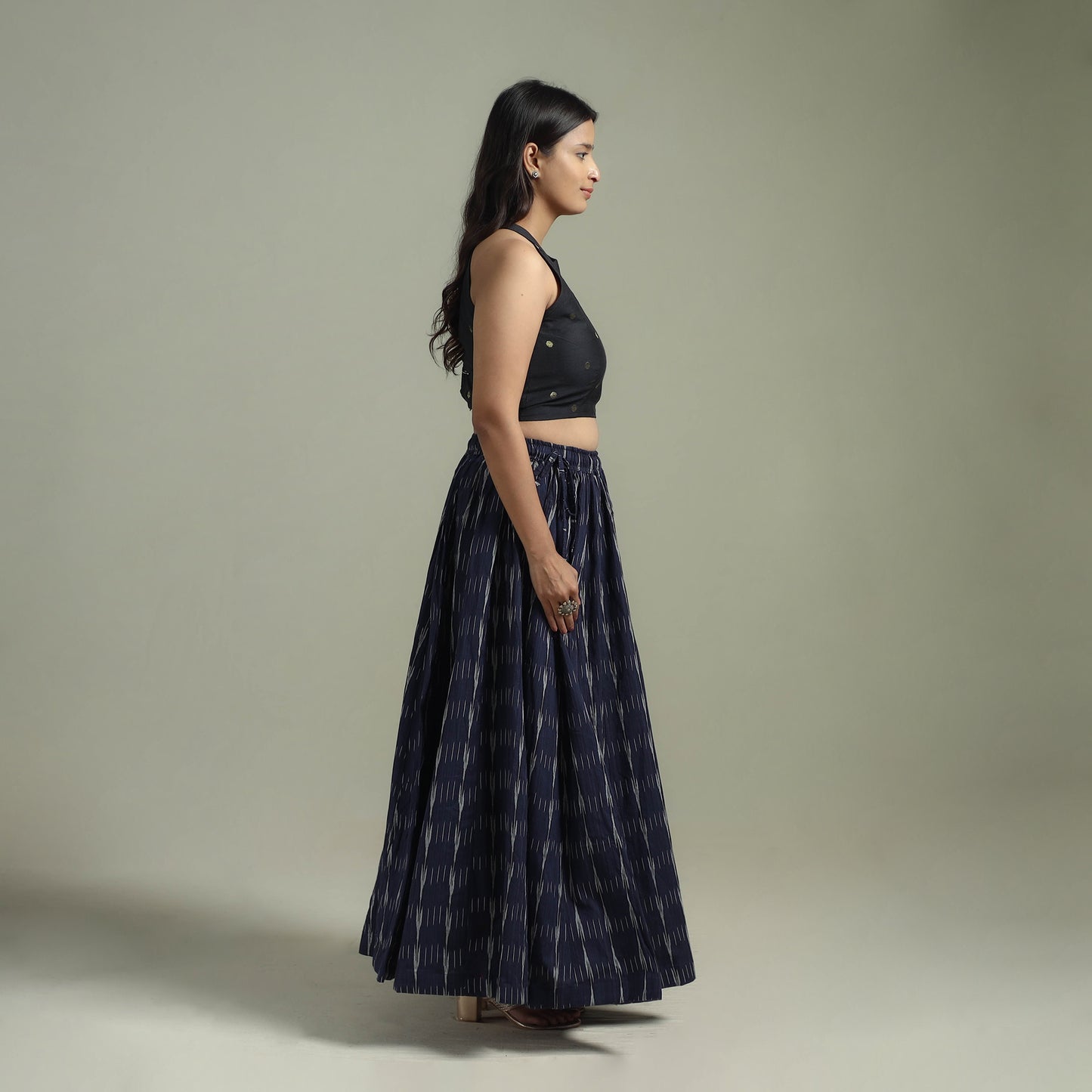 Pochampally Ikat 24 Kali Cotton Long Skirt 07