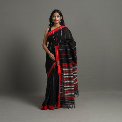 Black - Bengal Handwoven Cotton Begampuri Saree 09