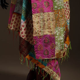 Bengal Hand Embroidery Patchwork Reversible Silk Kantha Dupatta 55