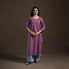 Mangalagiri Pure Handwoven Cotton Mirror Work Straight Kurta for women 18