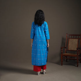 Jacquard Cotton Straight Long Kurta for Women 10
