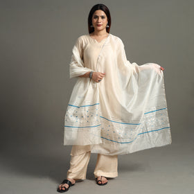  Traditional Chanderi Silk Handloom Zari Buti Dupatta with Tassels 22 Online 